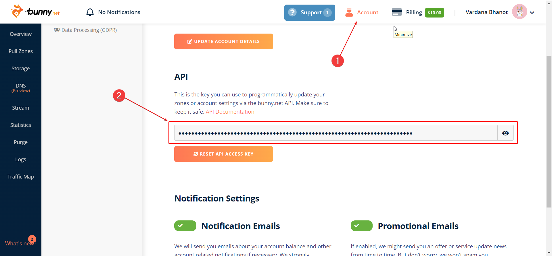 Bunny CDN access key