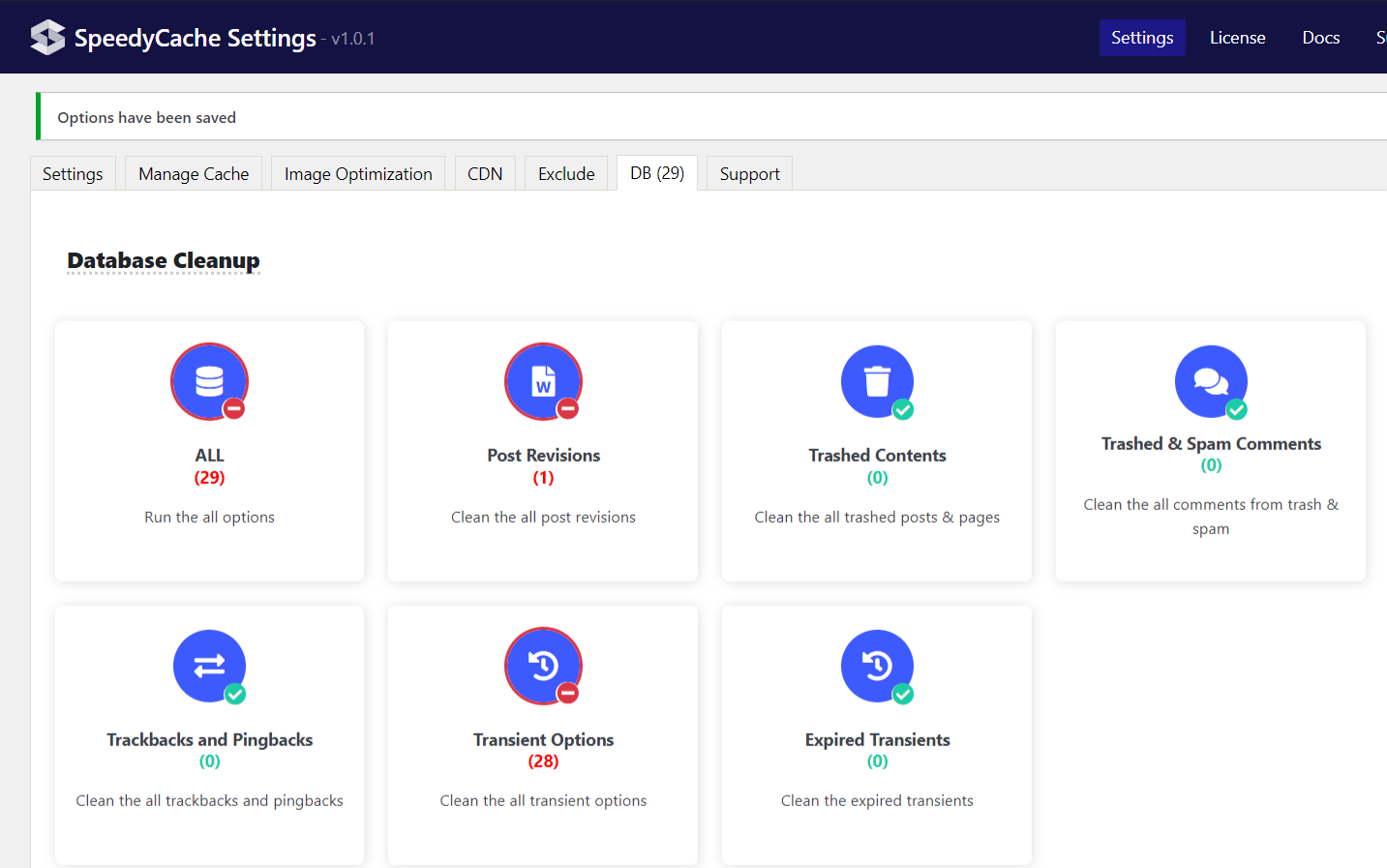 SpeedyCache DB Cleanup