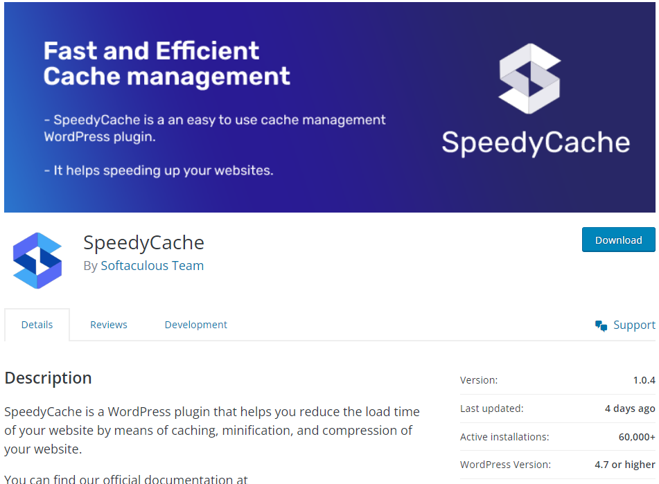 SpeedyCache Statistics for 60K Active Install Milestone