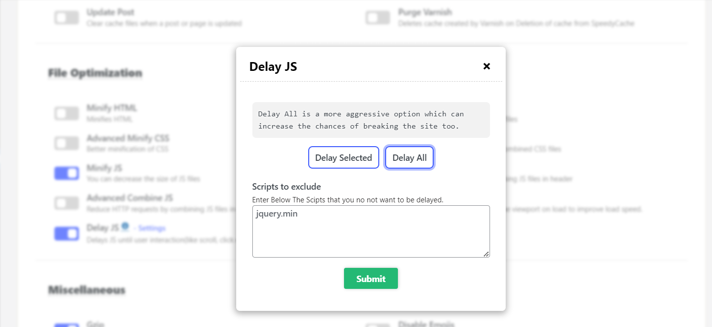 Delay All Scripts of your WordPress website