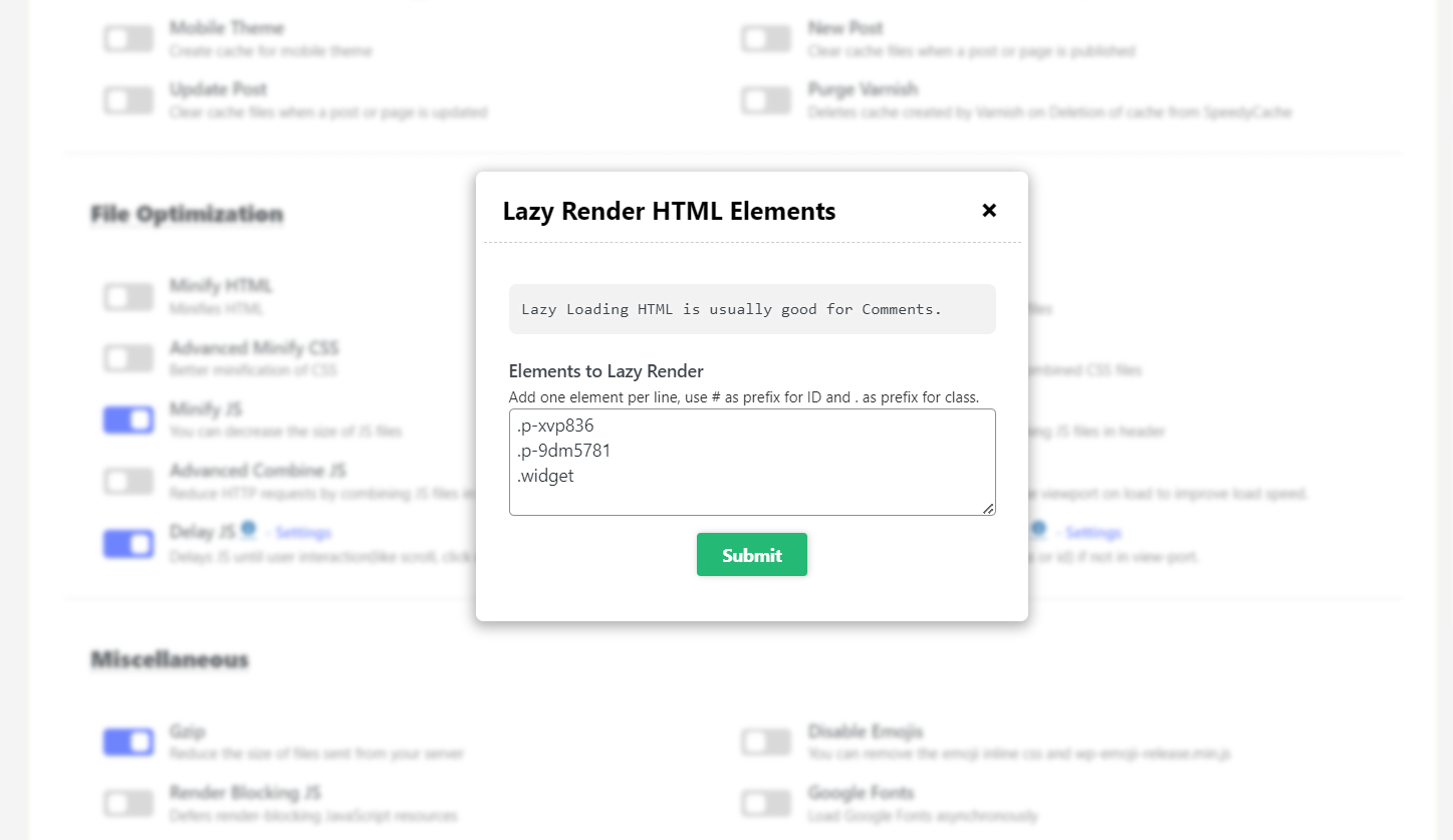 Lazy render HTML element list field