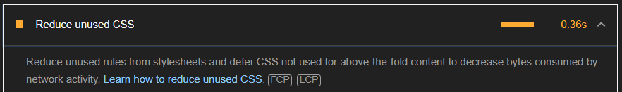 Unused CSS Issue
