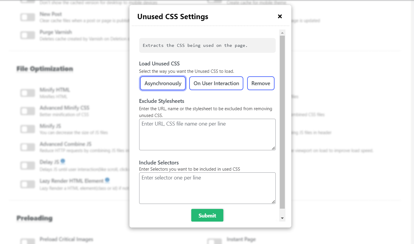 Unused CSS settings