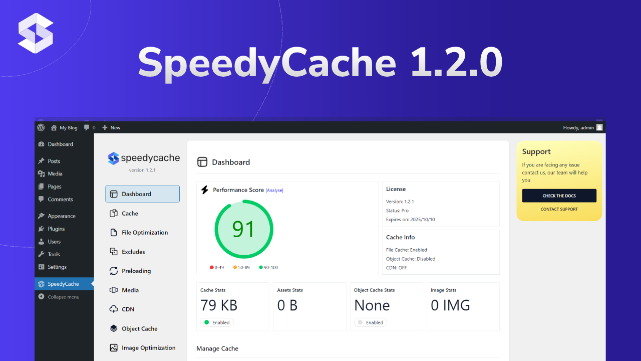 SpeedyCache 1.2.0 Launched